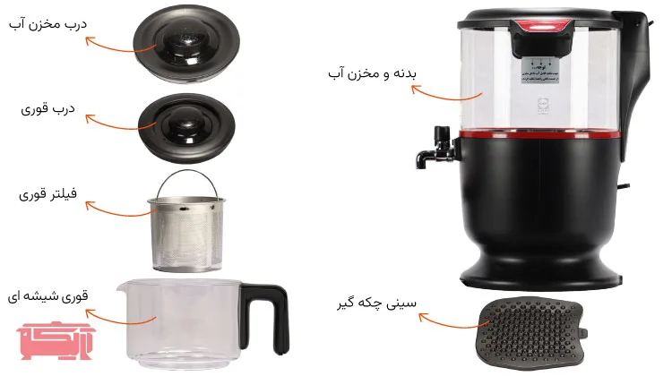 راهنمای معرفی قطعات سماور برقی ناساالکتریک مدل NS_525